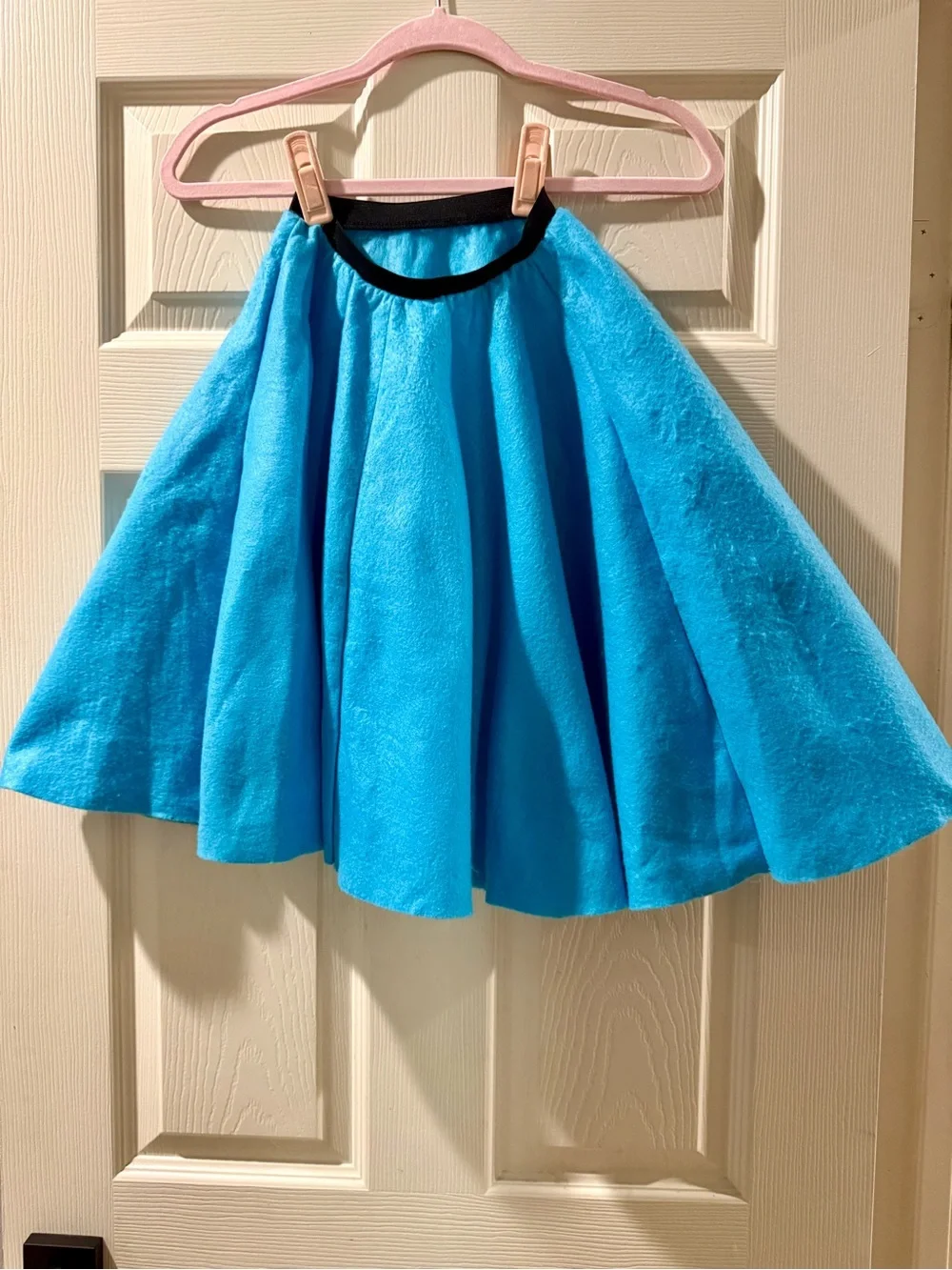 Girls Blue Circle Skirt with Poodle Appliqué
